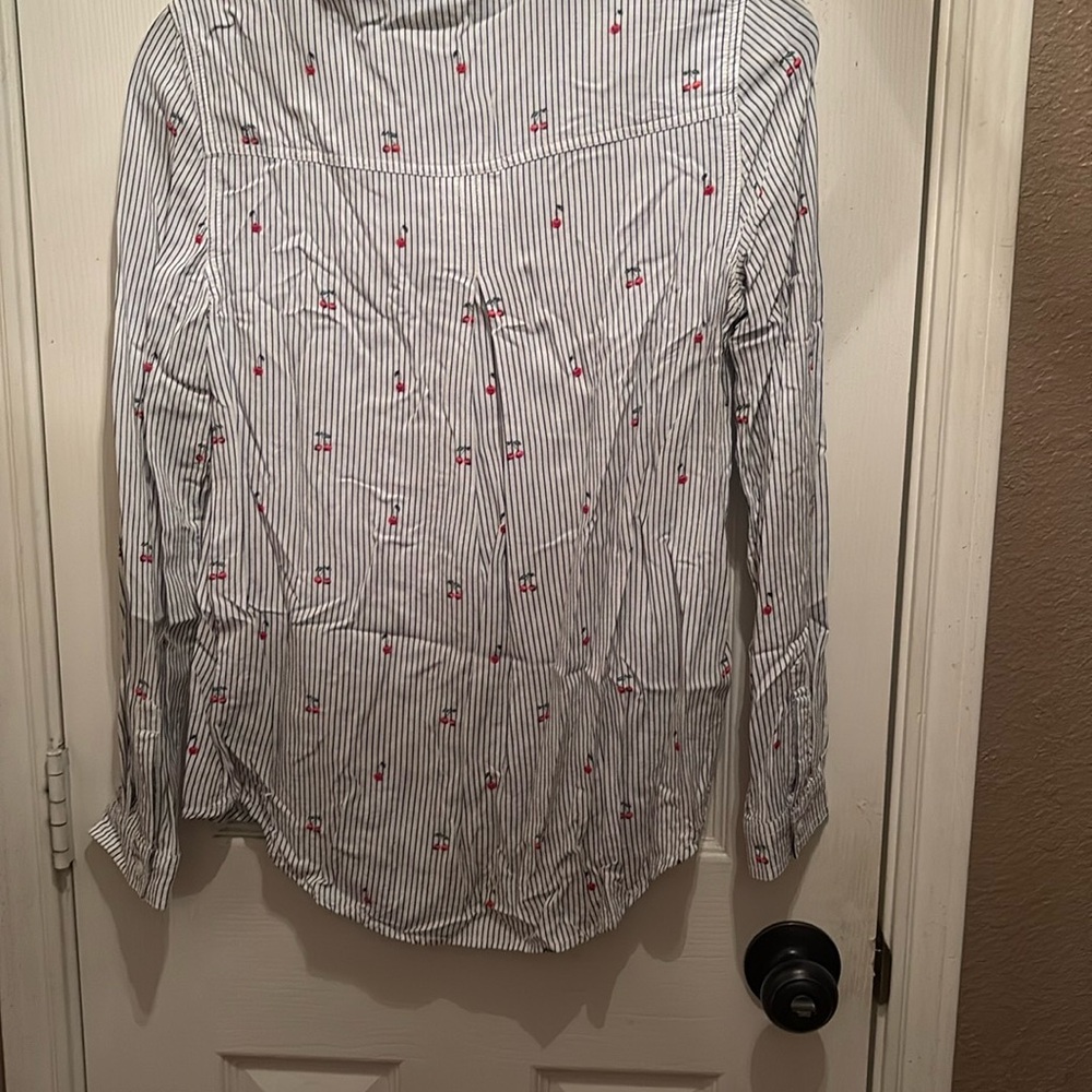 beachlunchlounge Striped Button Down with Red Accents